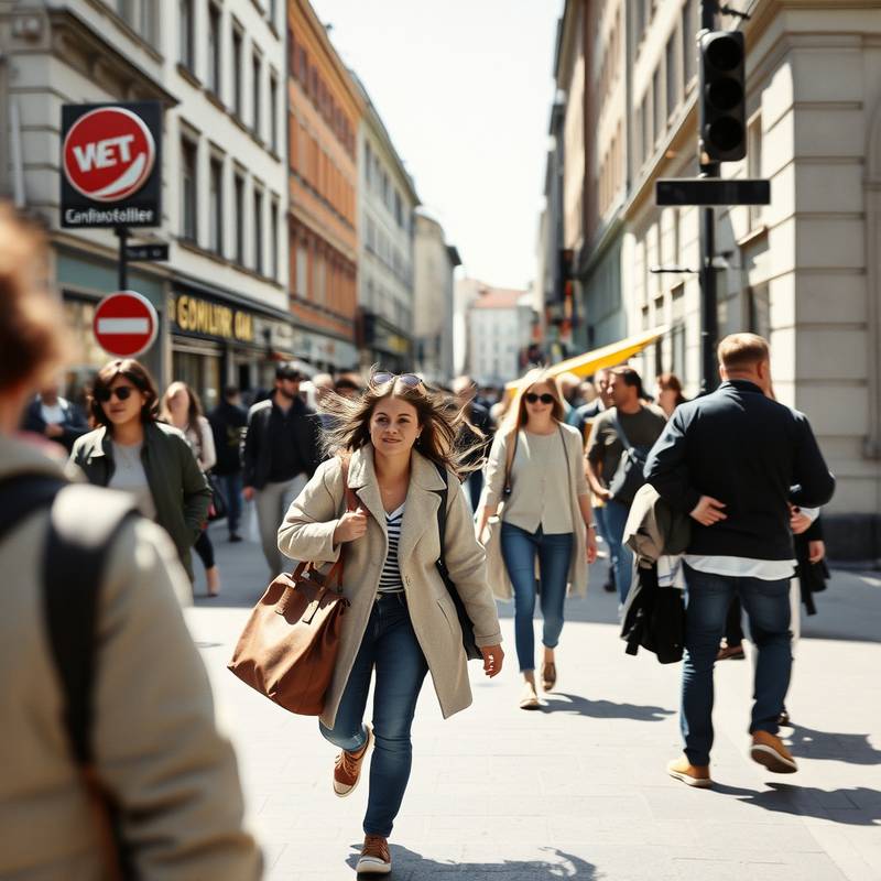 Dynamische Streetfotografie-Szene in Zürich, aufgenommen von Anna Meier.