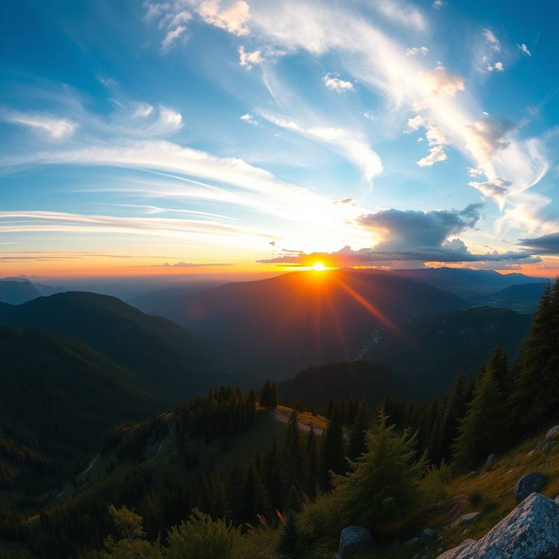 Panoramaaufnahme einer Berglandschaft bei Sonnenaufgang, aufgenommen von Peter Keller.