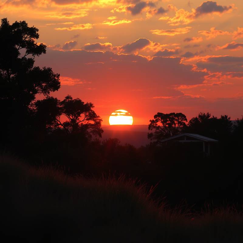 Studentenarbeit: Landschaftsaufnahme bei Sonnenuntergang